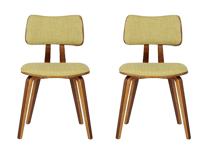 Armen Living Jaguar Dining Chair in Walnut and Green Fabric (Set of 2) LCJASIWAGREEN2PC
