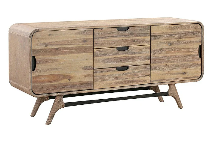 Armen Living Kendra 3 Drawer Sideboard Buffet in Gray Acacia LCKDBUGR