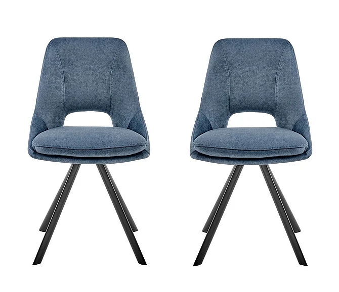Armen Living Lexi Dining Accent Chair in Blue Velvet and Black (Set of 2) LCLESIBLU CLOSEOUT