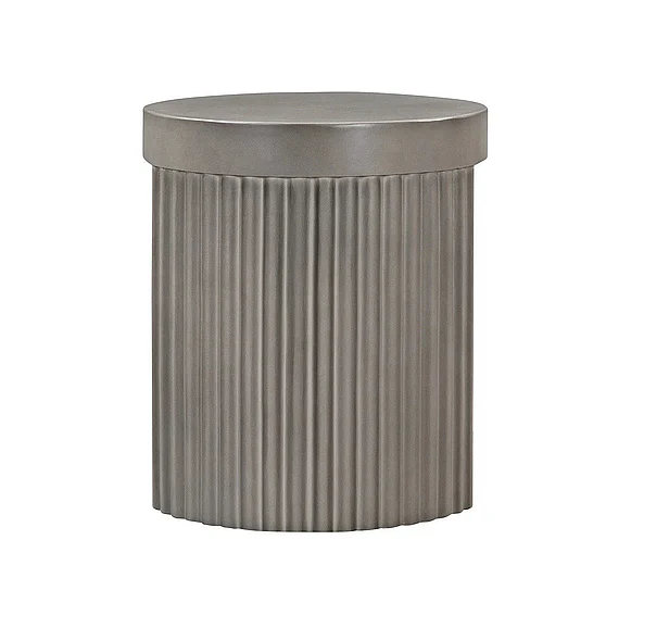 Armen Living Wave Round Indoor or Outdoor Accent Stool End Table in Gray Concrete LCLKSTGR