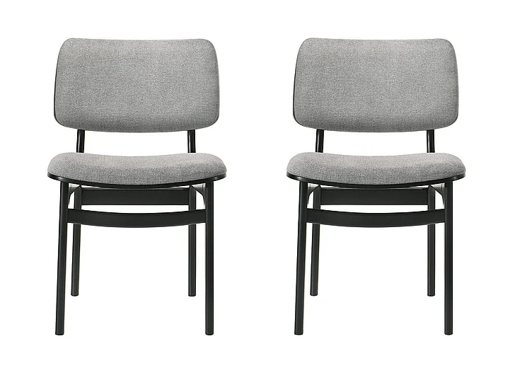 Armen Living Lima Gray Upholstered Dining Chairs in Black (Set of 2) LCLMSIGRBL