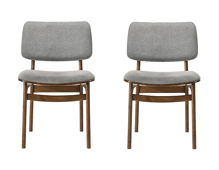 Armen Living Lima Gray Upholstered Dining Chairs in Walnut (Set of 2) LCLMSIGRWA