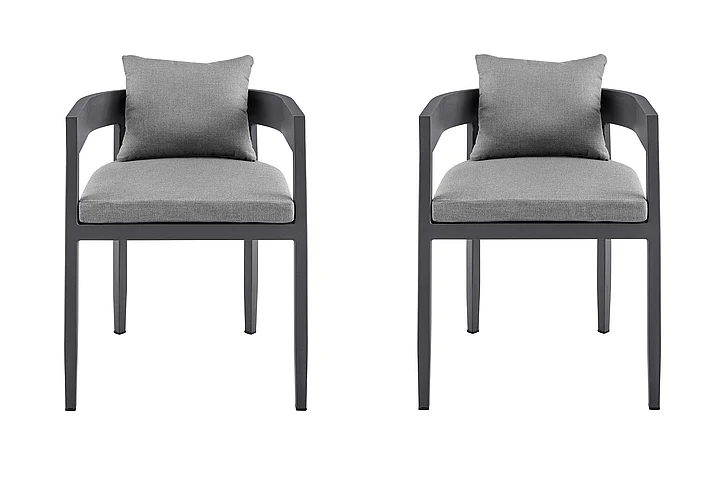 Armen Living Menorca Outdoor Dining Chairs with Gray Cushions (Set of 2) LCMQCHGR