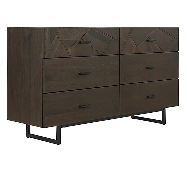 Armen Living Marquis 6 Drawer Oak Dresser LCMUDRGR CLOSEOUT