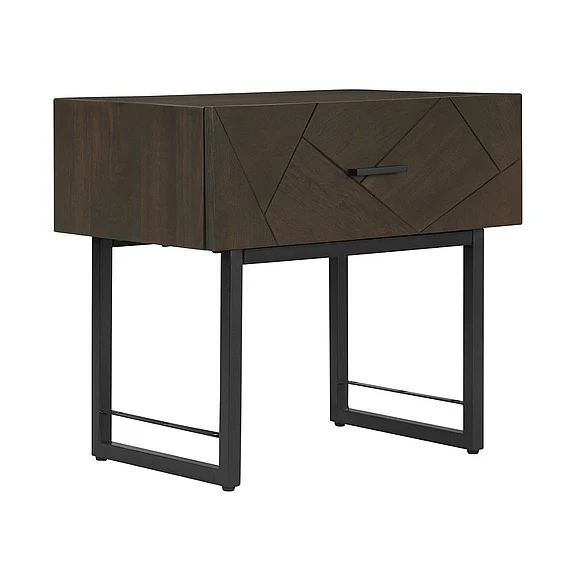 Armen Living Marquis 1 Drawer Oak Nightstand LCMULAGR CLOSEOUT