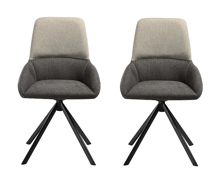 Armen Living Maverick Swivel Upholstered Dining Chair in Two-Tone Fabric Gray (Set of 2) LCMVSIGRYBLK