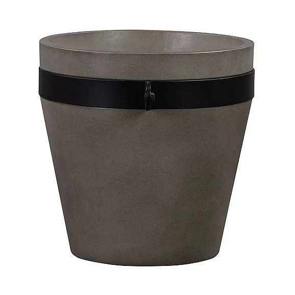 Armen Living Obsidian Medium Indoor or Outdoor Planter in Gray Concrete with Black Accent LCOBPLGRBL CLOSEOUT