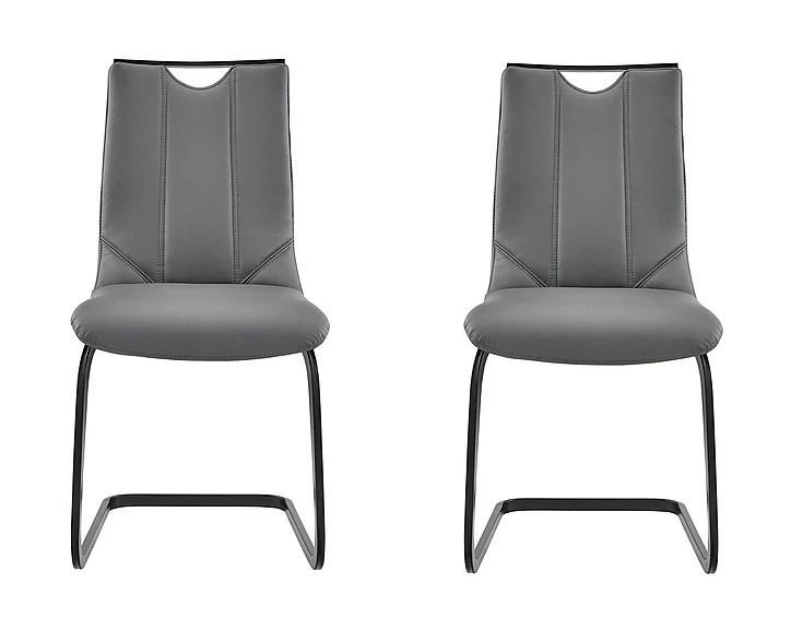 Armen Living Pacific Dining Chair in Gray Faux Leather and Black (Set of 2) LCPCSIGRPU CLOSEOUT
