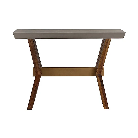 Armen Living Picadilly Rectangle Console Table in Acacia and Concrete LCPJCNCC
