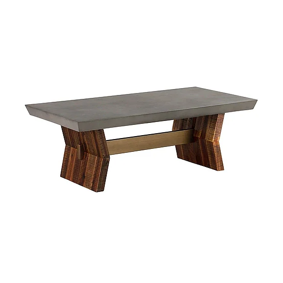 Armen Living Picadilly Rectangle Dining Table in Acacia and Concrete LCPJDICC