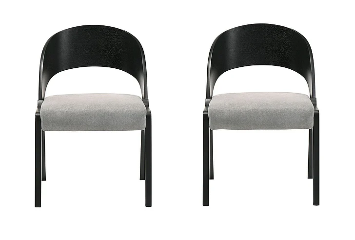 Armen Living Polly Gray Upholstered Dining Chairs in Black (Set of 2) LCPLSIGRBL