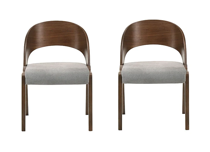 Armen Living Polly Gray Upholstered Dining Chairs in Walnut (Set of 2) LCPLSIGRWA