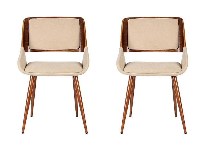 Armen Living Panda Dining Chair in Walnut and Brown Fabric (Set of 2) LCPNSIWABR2PC