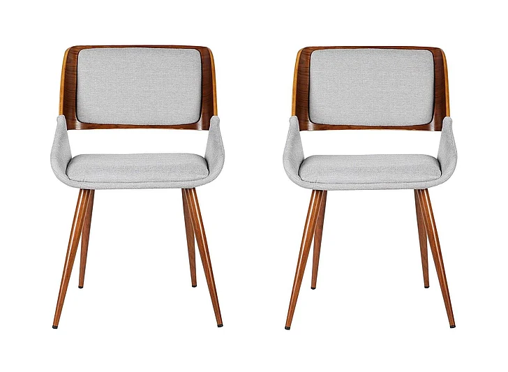 Armen Living Panda Dining Chair Walnut and Gray Fabric (Set of 2) LCPNSIWAGRAY2PC