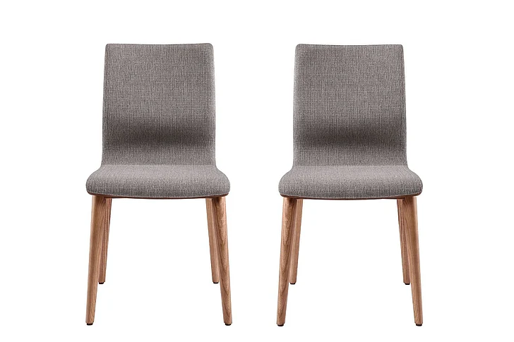 Armen Living Robin Dining Chair in Walnut and Gray Fabric (Set of 2) LCRBSIGR