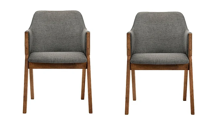 Armen Living Renzo Charcoal Fabric and Walnut Dining Side Chairs (Set of 2) LCRESIWACH