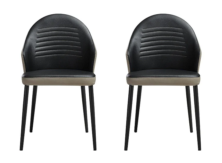 Armen Living Rocco Upholstered Dining Chair in Taupe Gray and Black Faux Leather (Set of 2) LCROSITAGRYBLK CLOSEOUT