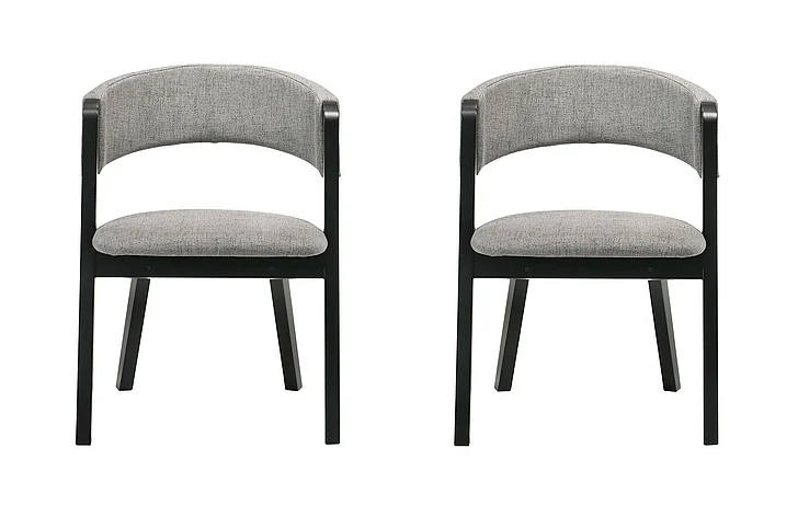 Armen Living Rowan Gray Upholstered Dining Chairs in Black (Set of 2) LCRWSIGRBL