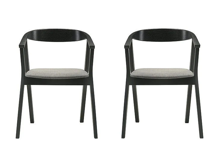 Armen Living Santana Dining Chair in Black with Charcoal Fabric (Set of 2) LCSACHBLKCH