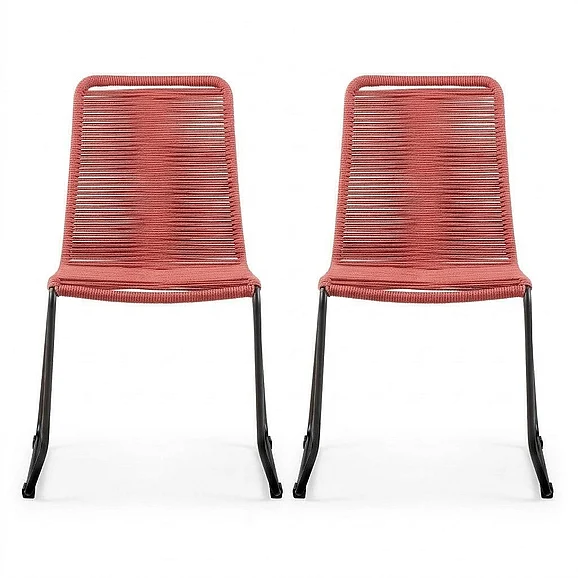 Armen Living Shasta Outdoor Metal and Rope Stackable Dining Chair (Set of 2) LCSHSIBRK PROMO