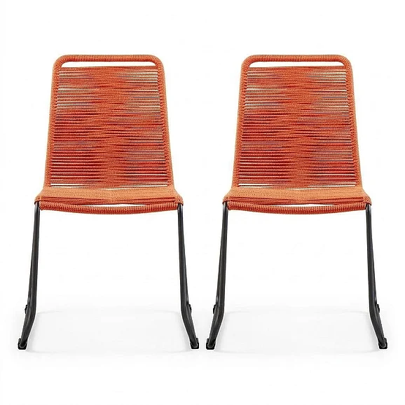 Armen Living Shasta Outdoor Metal and Rope Stackable Dining Chair (Set of 2) LCSHSITNG PROMO