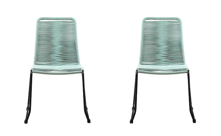Armen Living Shasta Outdoor Metal and Rope Stackable Dining Chair (Set of 2) LCSHSIWSB PROMO