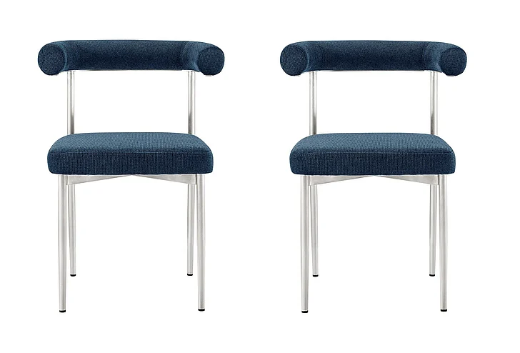 Armen Living Shannon Dining Chair in Blue Fabric (Set of 2) LCSNSIBSBLU