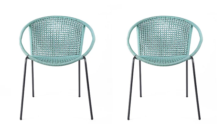 Armen Living Snack Indoor Outdoor Stackable Steel Dining Chair with Wasabi Rope (Set of 2) LCSNSIWSB CLOSEOUT