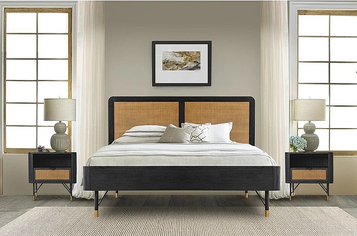 Armen Living Saratoga 2pc Platform Bedroom Set in Black