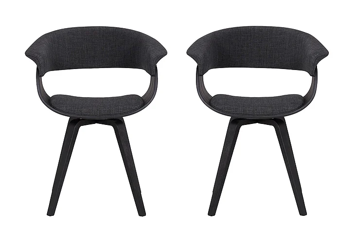 Armen Living Summer Dining Chair in Black Brush and Charcoal Fabric (Set of 2) LCSUCHBLCH2PC