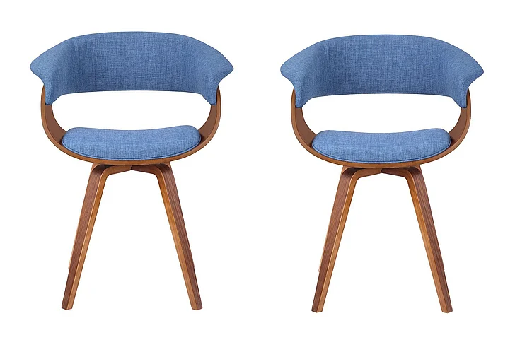 Armen Living Summer Chair in Blue Fabric with Walnut (Set of 2) LCSUCHBLUE2PC