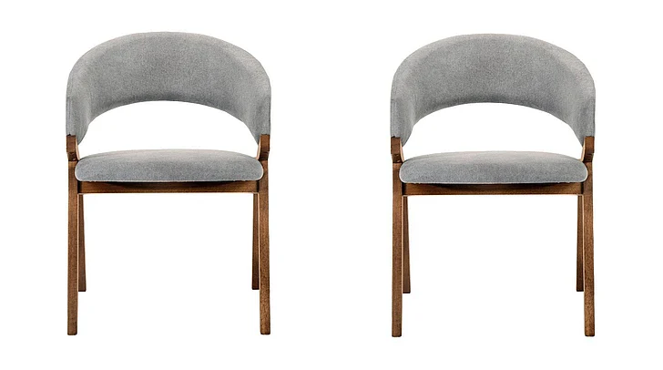Armen Living Talulah Gray Fabric and Walnut Veneer Dining Side Chairs (Set of 2) LCTASIGRWA