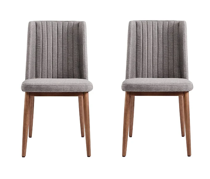 Armen Living Wade Dining Chair in Walnut and Gray Fabric (Set of 2) LCWDSIGR CLOSEOUT