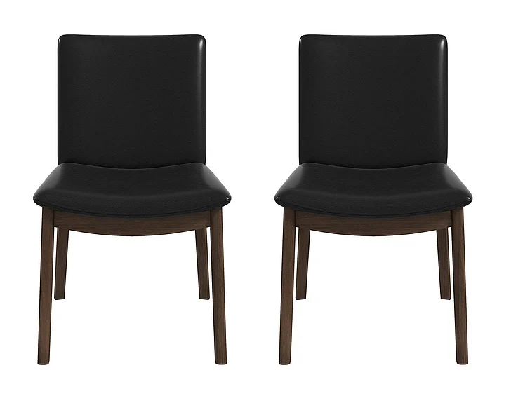 Ashcroft Laura Black PU Solid Wood Dining Chair (Set Of 2) DCH00402202