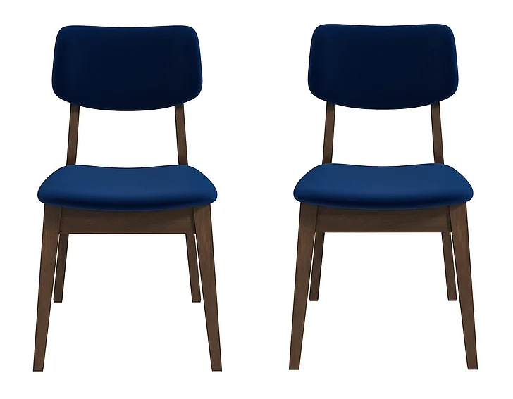 Ashcroft Carlos Blue Velvet Solid Back Side Chair (Set Of 2) DCH00600101