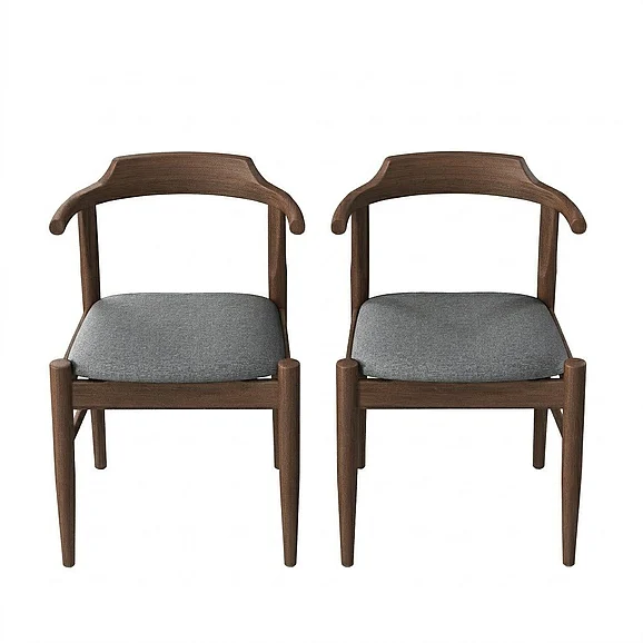 Ashcroft Leon Mid-Century Modern Grey Fabric Dining Chair (Set of 2) DCH00603701