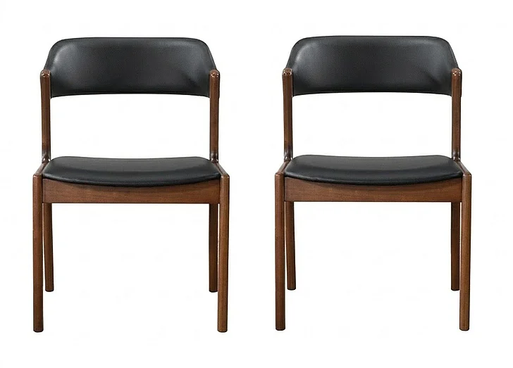 Ashcroft Enzo Black Leather Dining Chair (Set Of 2) DCH00800901