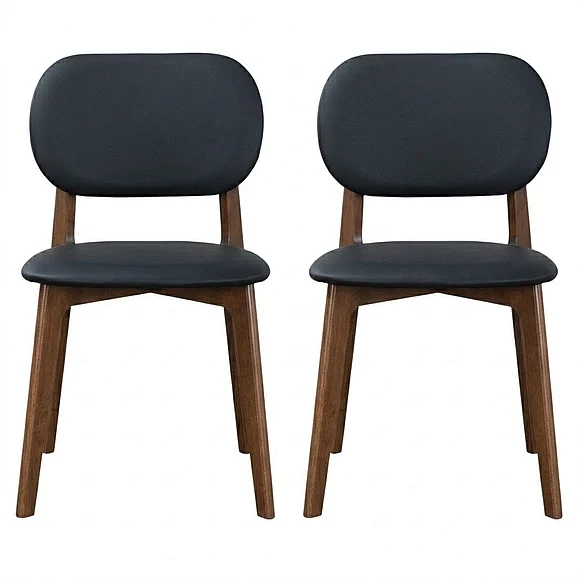 Ashcroft Kelsey Black Leather Dining Chair (Set Of 2) DCH00801401