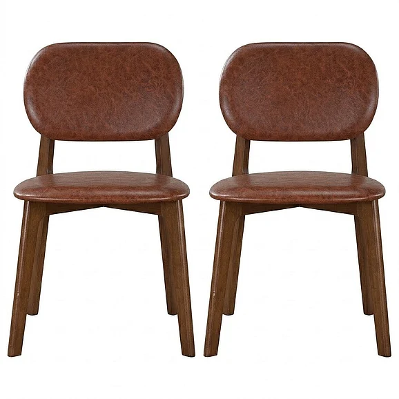 Ashcroft Kelsey Brown Leather Dining Chair (Set Of 2) DCH00801402
