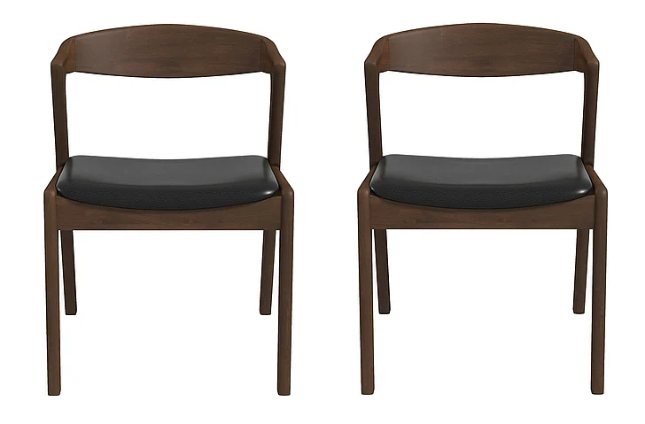 Ashcroft Dakota Solid Wood Black Leather Dining Chair (Set Of 2) DCH00801901