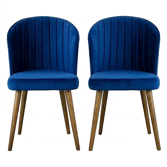 Ashcroft Parsons Dining Chair Set of 2 - Navy Blue Velvet DCH01704302