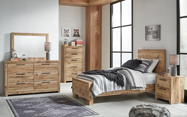 Hyanna 5-Piece Panel Bedroom Set in Tan Brown