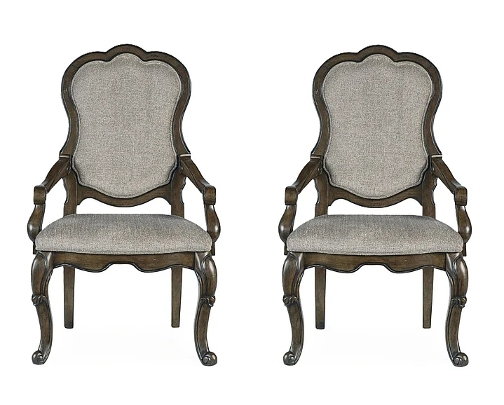 Maylee Dining Arm Chair (Set of 2) in Dark Brown D947-01A FedEx/UPS
