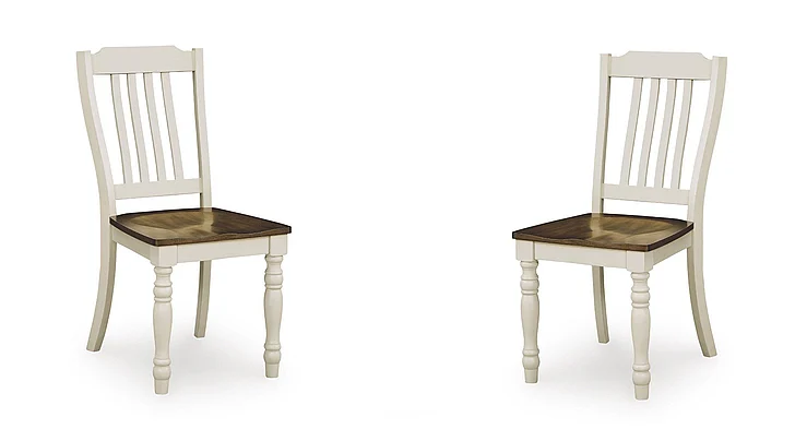 Waverun Dining Chair (Set of 2) in Antique White/Brown NCD616-01