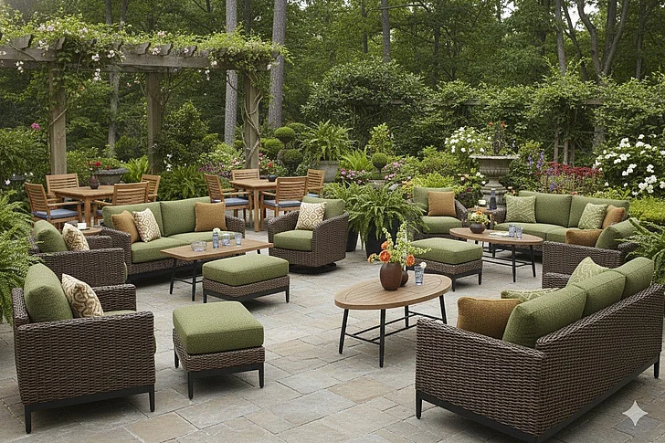 Restaurant Outdoor Seating Set - Horizon Hall 2Pc Outdoor Seating Set in Brown/Green