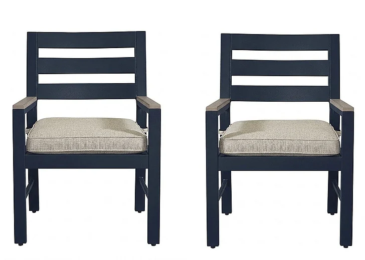 Monolith Arm Chair With Cushion (Set of 2) in Navy Blue/Driftwood