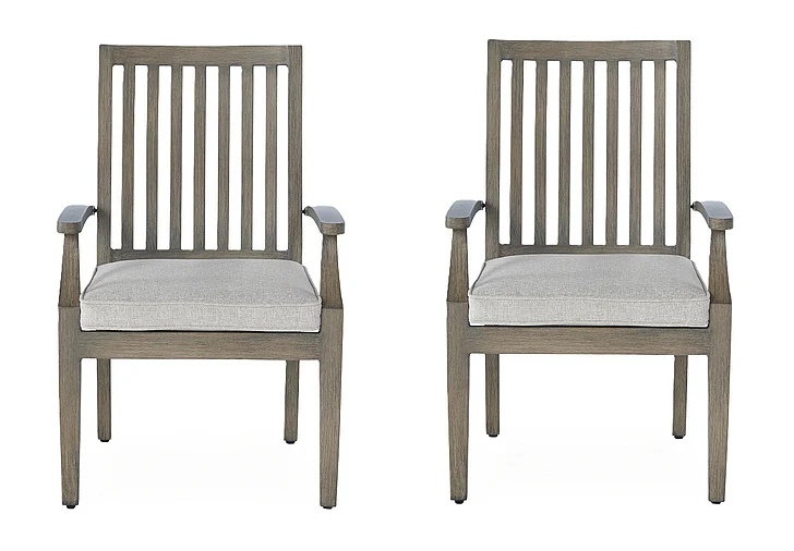 Rainier Ranch Outdoor Arm Chair with Cushion (Set of 2) in Brown/Beige P701-601A FedEx/UPS