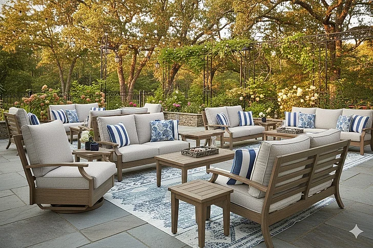 Restaurant Outdoor Seating Set - Rainier Ranch 2Pc Outdoor Seating Set in Brown/Beige