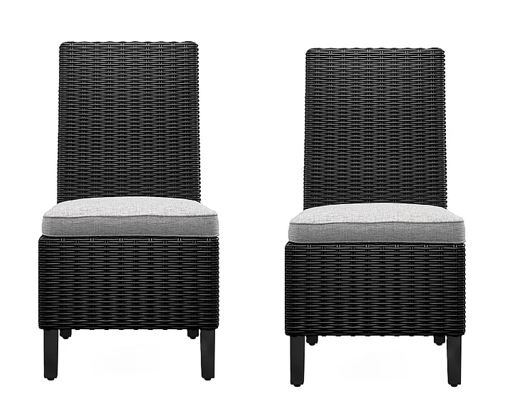 Beachcroft Outdoor Side Chair with Cushion (Set of 2) in Black/Light Gray P792-601 FedEx/UPS