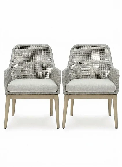 Seton Creek Outdoor Dining Arm Chair (Set of 2) in Gray P798-601A FedEx/UPS